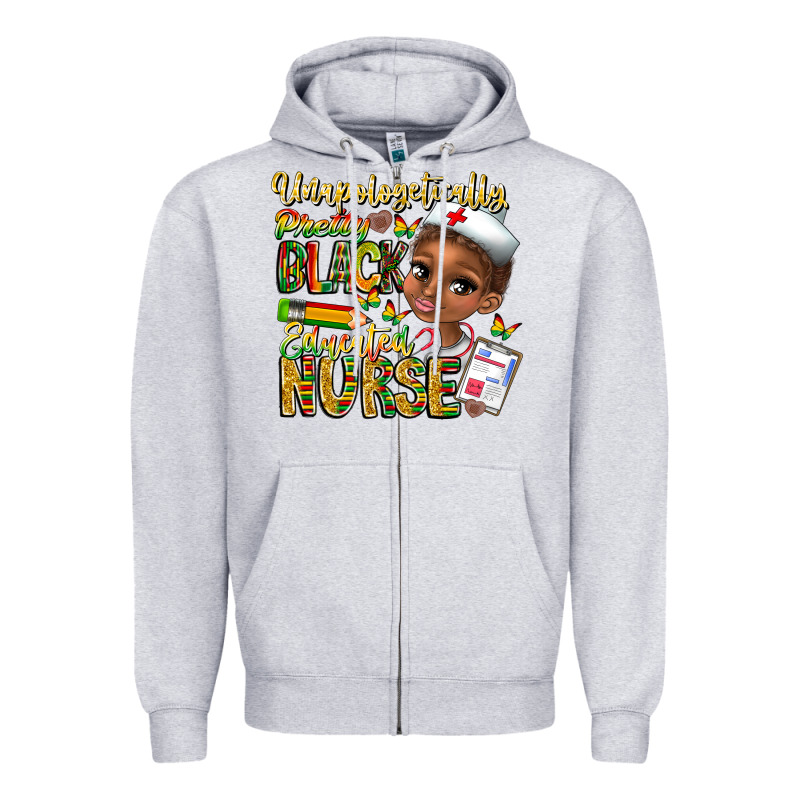 Unapologetically Pretty Black Educated Nurse Zipper Hoodie by CowhideDigitalArt | Teevron