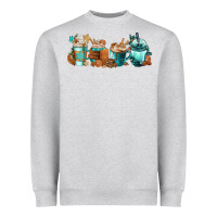 Heather Grey Winter Coffee Cups Heavyweight Sweatshirt - FaDigitalArtStudio