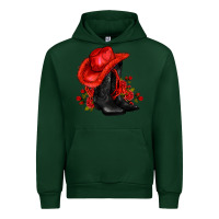 Forest Green valentines day cowboy boots red  and roses Urban Hoodie - AdoDesignShop
