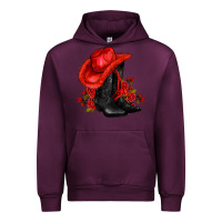 Mauve Wine valentines day cowboy boots red  and roses Urban Hoodie - AdoDesignShop