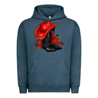 Pigment Midnight Navy valentines day cowboy boots red  and roses Urban Hoodie - AdoDesignShop