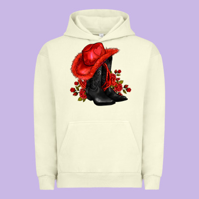 Valentines Day Cowboy Boots Red  And Roses Urban Hoodie Designed By Adodesignshop