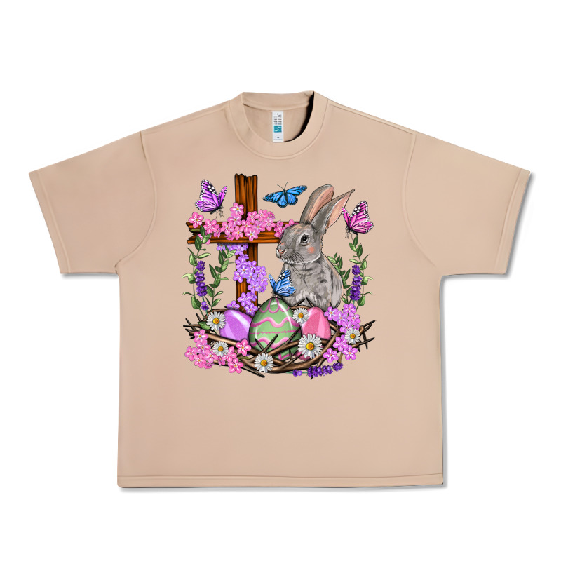 Easter Eggs And Bunny With Cross Easter Day Urban Heavy Tee by HowdyJamesFarm | Teevron