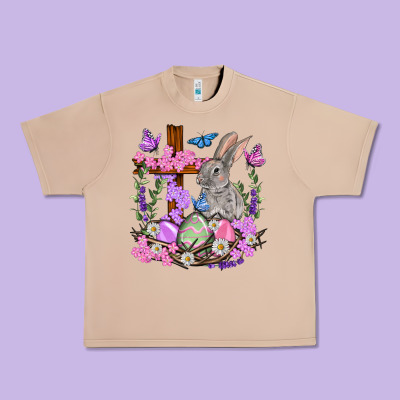 Easter Eggs And Bunny With Cross Easter Day Urban Heavy Tee Designed By Howdyjamesfarm