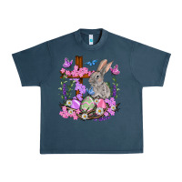 Midnight Navy Easter eggs and Bunny with Cross Easter Day Urban Heavy Tee - HowdyJamesFarm