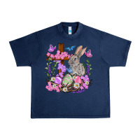 Navy Easter eggs and Bunny with Cross Easter Day Urban Heavy Tee - HowdyJamesFarm