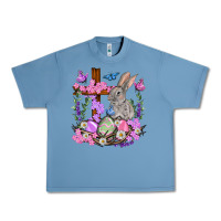 Pebble Blue Easter eggs and Bunny with Cross Easter Day Urban Heavy Tee - HowdyJamesFarm