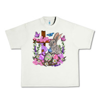 Pistachio Easter eggs and Bunny with Cross Easter Day Urban Heavy Tee - HowdyJamesFarm