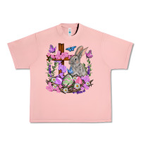 Salmon Easter eggs and Bunny with Cross Easter Day Urban Heavy Tee - HowdyJamesFarm