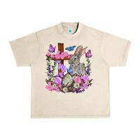 Sandshell Easter eggs and Bunny with Cross Easter Day Urban Heavy Tee - HowdyJamesFarm