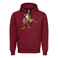Burgundy the iommi monkey Zipper Hoodie - lanVoArt