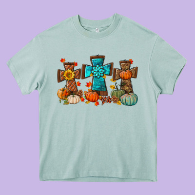 Fall Tree Cross Heavy Core Tee Designed By Bundleandbundleshop