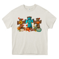 Cream fall tree cross Heavy Core Tee - BundleAndBundleShop