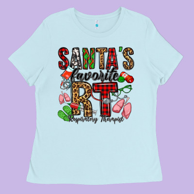 Santa's Favorite Rt Respiratory Therapist Ladies Tee Designed By Jasminsmagicworld