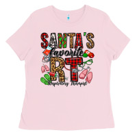 Bubblegum Pink santa's favorite rt respiratory therapist Ladies Tee - Jasminsmagicworld