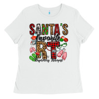 White santa's favorite rt respiratory therapist Ladies Tee - Jasminsmagicworld