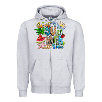 Heather Grey summer time Zipper Hoodie - CowhideDigitalArt