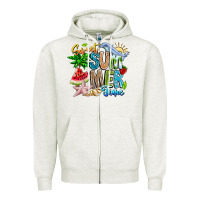 Oatmeal Heather summer time Zipper Hoodie - CowhideDigitalArt