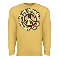 Antique Gold Make America Groovy Again Peace Sign 70S Retro Premium Sweatshirt - lanVoArt