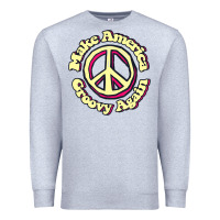 Heather Grey Make America Groovy Again Peace Sign 70S Retro Premium Sweatshirt - lanVoArt