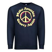 Navy Make America Groovy Again Peace Sign 70S Retro Premium Sweatshirt - lanVoArt