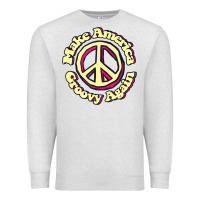 Oatmeal Heather Make America Groovy Again Peace Sign 70S Retro Premium Sweatshirt - lanVoArt