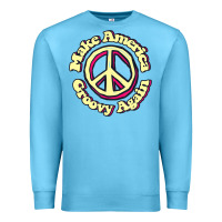 Ocean Blue Make America Groovy Again Peace Sign 70S Retro Premium Sweatshirt - lanVoArt
