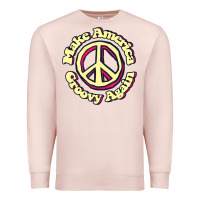 Pale Pink Make America Groovy Again Peace Sign 70S Retro Premium Sweatshirt - lanVoArt