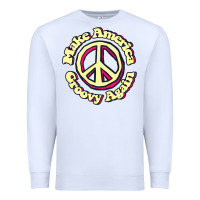 White Make America Groovy Again Peace Sign 70S Retro Premium Sweatshirt - lanVoArt