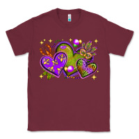 Burgundy Mardi Gras hearts Classic Tee - NancyCooperArtShop
