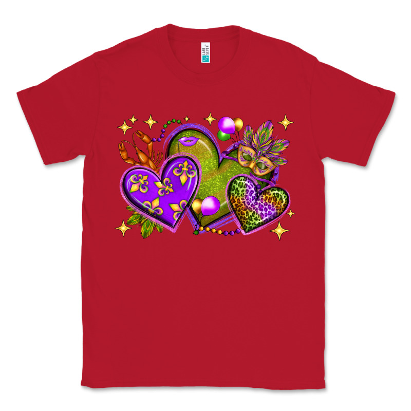 Mardi Gras Hearts Classic Tee by NancyCooperArtShop | Teevron