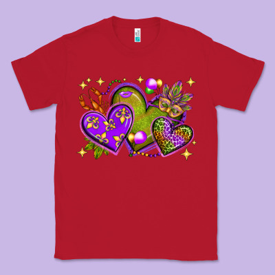 Mardi Gras Hearts Classic Tee Designed By Nancycooperartshop