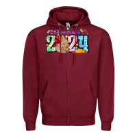 Burgundy Happy Easter 2024 Zipper Hoodie - CowhideDigitalArt