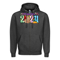 Charcoal Heather Happy Easter 2024 Zipper Hoodie - CowhideDigitalArt