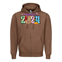 Chestnut Happy Easter 2024 Zipper Hoodie - CowhideDigitalArt