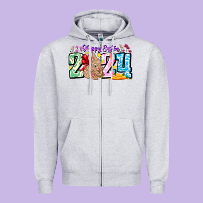 Happy Easter 2024 Zipper Hoodie Designed By Cowhidedigitalart