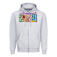 Heather Grey Happy Easter 2024 Zipper Hoodie - CowhideDigitalArt