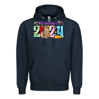 Navy Happy Easter 2024 Zipper Hoodie - CowhideDigitalArt