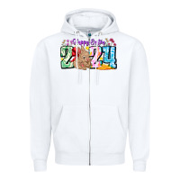 White Happy Easter 2024 Zipper Hoodie - CowhideDigitalArt