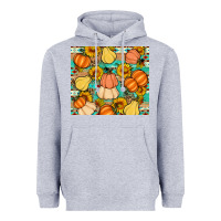 Heather Grey pumpkin sunflowers leaves Heavyweight Hoodie - Artiststas