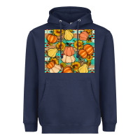 Navy pumpkin sunflowers leaves Heavyweight Hoodie - Artiststas