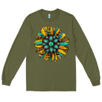 Army Green turquoise leopard sunflower Long Sleeve Tee - Jasminsmagicworld