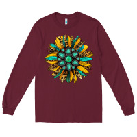 Burgundy turquoise leopard sunflower Long Sleeve Tee - Jasminsmagicworld