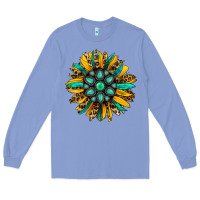 Colony Blue turquoise leopard sunflower Long Sleeve Tee - Jasminsmagicworld