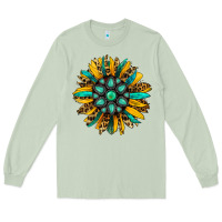 Matcha turquoise leopard sunflower Long Sleeve Tee - Jasminsmagicworld