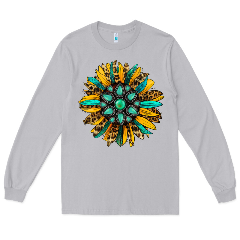 Turquoise Leopard Sunflower Long Sleeve Tee by Jasminsmagicworld | Teevron