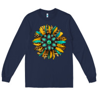 Navy turquoise leopard sunflower Long Sleeve Tee - Jasminsmagicworld