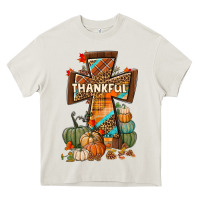 Cream thankful fall cross Heavy Core Tee - BundleAndBundleShop