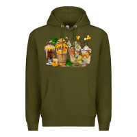 Army Green Honey Bee Coffee Cups Premium Hoodie - FaDigitalArtStudio
