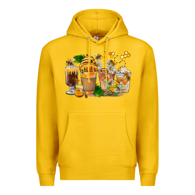 Honey Bee Coffee Cups Premium Hoodie by FaDigitalArtStudio | Teevron